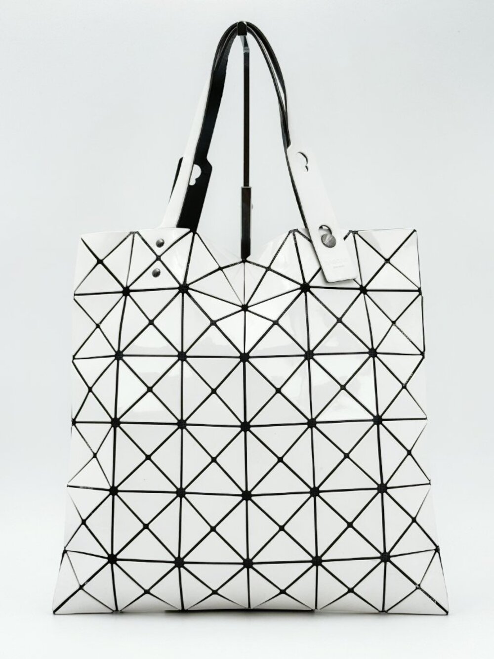 Issey Miyake Gloss White Geometric Tote Shoulder Bag